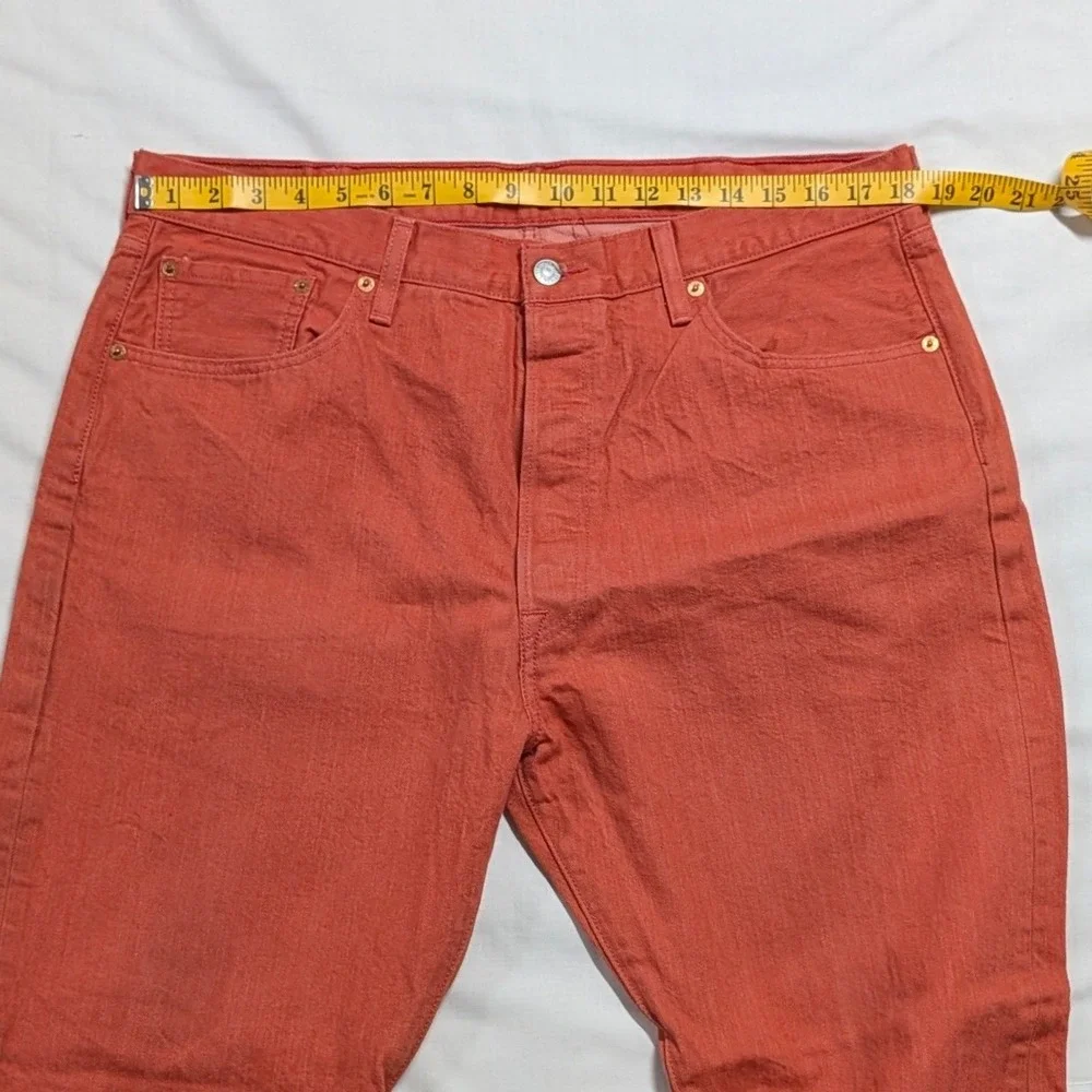 Levi's 501 Original Fit Straight Leg Salmon Orange Jeans Mens 40x32